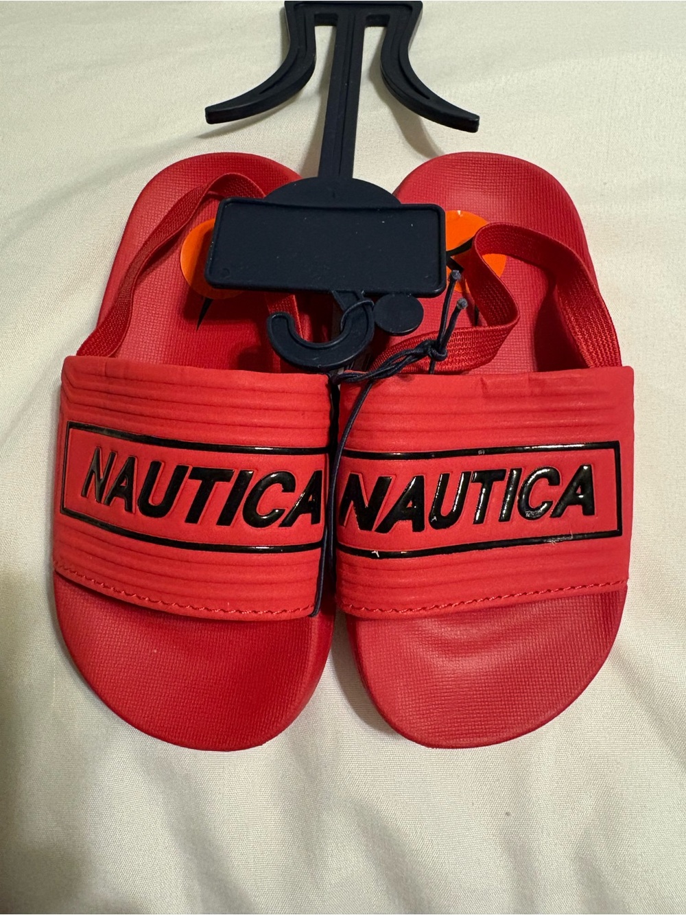Nautica Bright Red Logo Slide Sandals